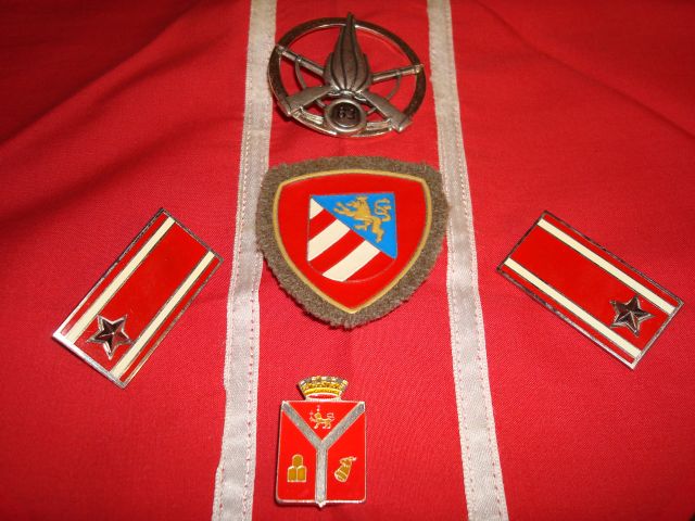 Mostrine e fregio del 63° Cagliari e scudetto da braccio della Brigata Gorizia, fazzoletto da collo d'ordinanza