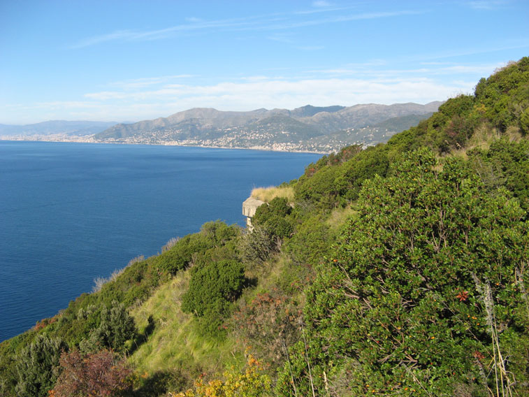 Camogli Batteria Punta Chiappa-Casamatta per pezzo da 152-Sullo sfondo Genova