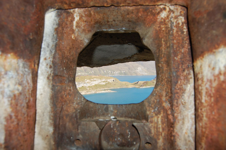 Moncenisio-Vista dalla feritoia della piastra in tre parti di un malloppo del Centro 14