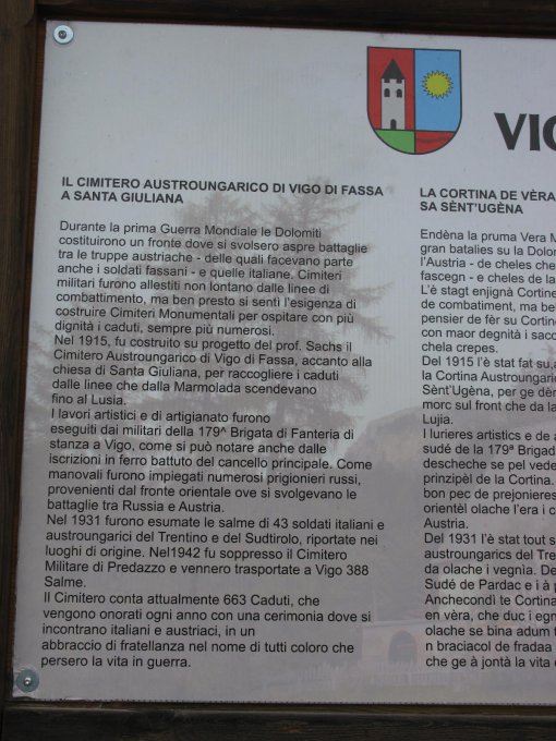 targa in italiano, ladino e tedesco