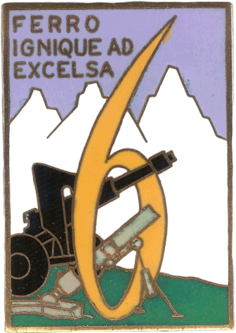Distintivo del 6° Rgt Art nel periodo in cui oltre agli obici era in linea anche il mortaio da 120mm 6rgtart