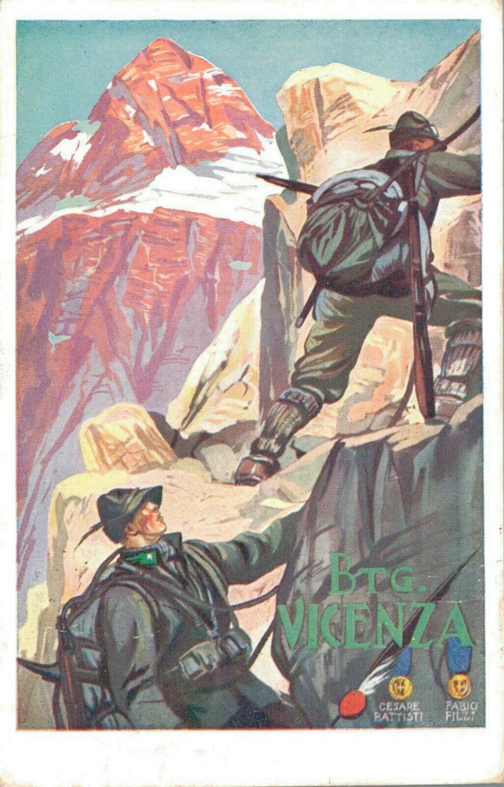 Cartolina del btg. Vicenza di epoca fascista - Edizioni Boeri btg vicenza2 f
