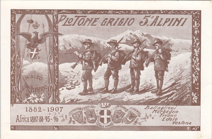Cartolina commemorativa del Plotone Grigio del 5° Alpini plotone grigio 5 Alpini