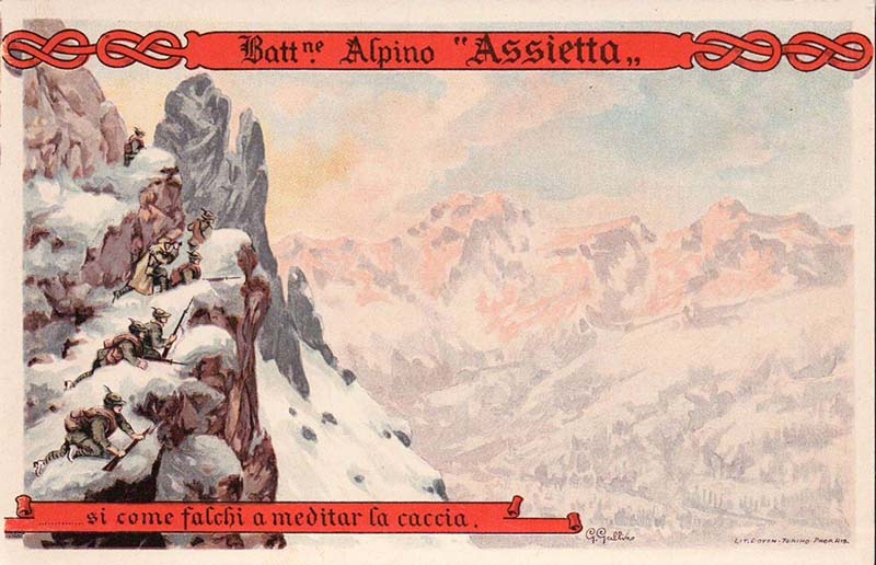 Cartolina con il motto del battaglione btgassietta